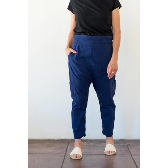 Pietsie Fez Drop crotch Pants in Navy Blue sz Large - Picture 1 of 6